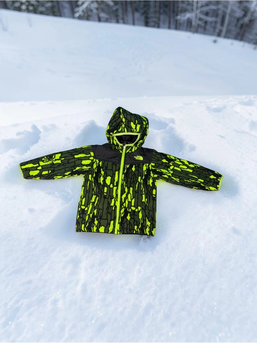 The North Face Tree Bark Camo Reversible Black Jacket Coat 3T